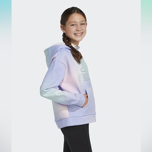 adidas Shirts & Tops Adidas Girls Gradient Fleece Pullover Hoodie Purple With Multicolor New